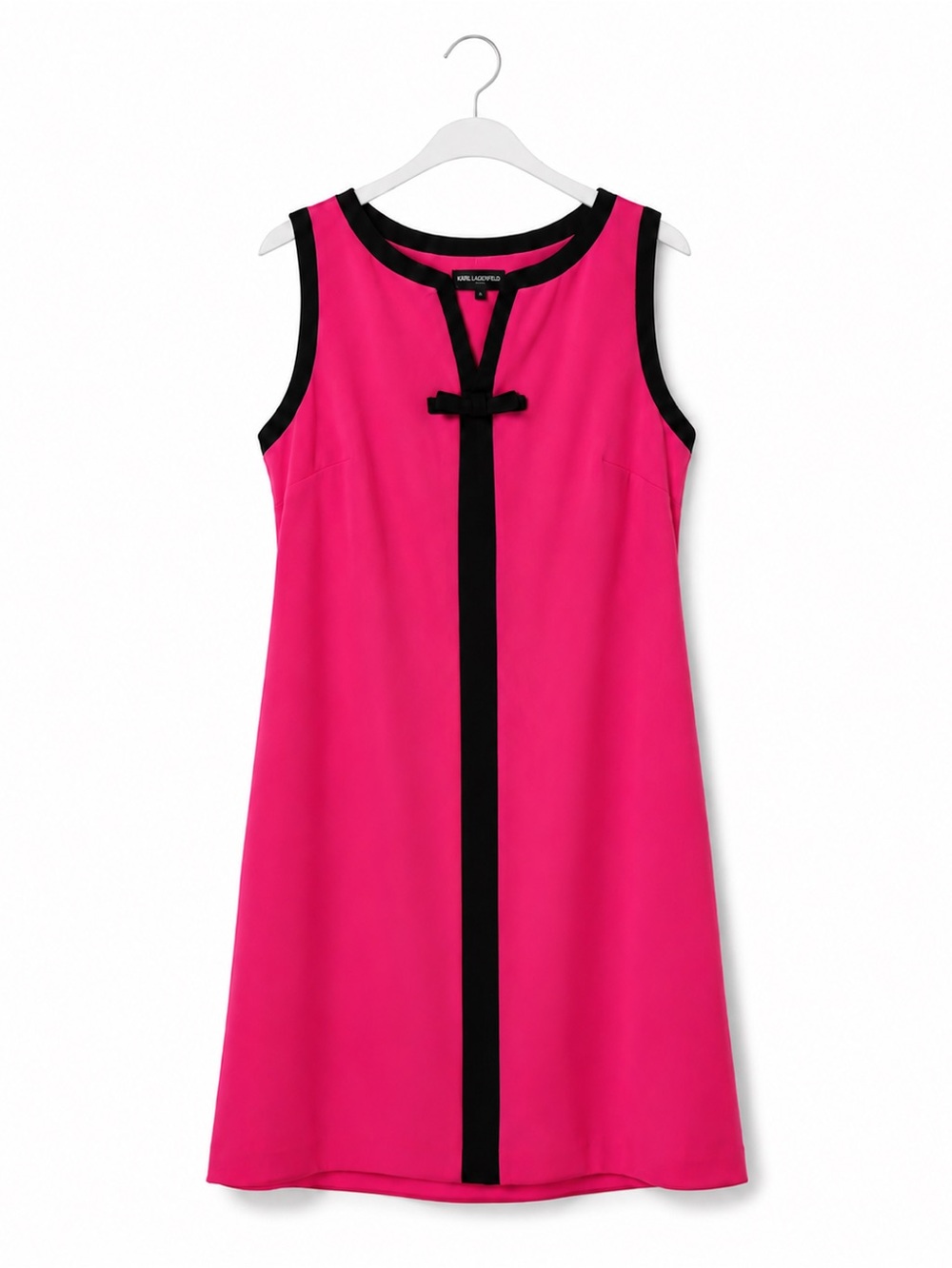 Karl Lagerfeld Hot Pink Sleeveless Shift Dress with Black Trim
